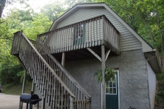 Detached two car garage with storage.